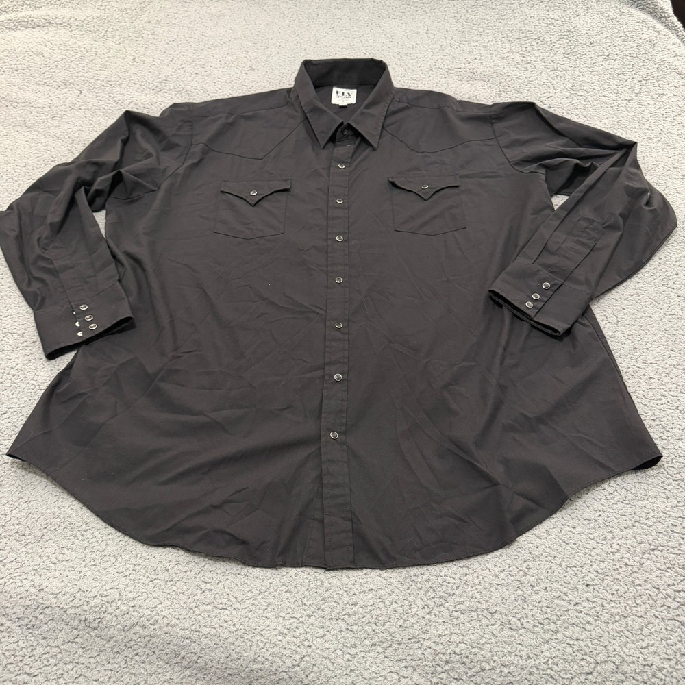 Ely Cattleman Pearl Snap Shirt Mens 4XLT Black Western Long Sleeve Cowboy